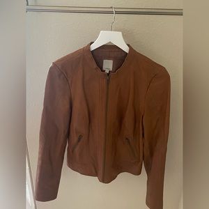 Ready for fall Halogen leather jacket in Saddle
